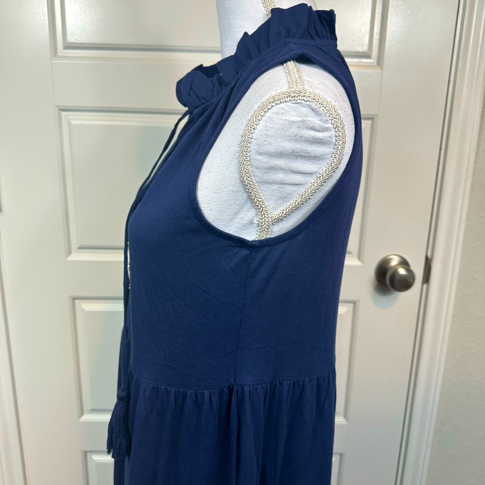 Lilly Pulitzer Malone Navy Blue Cotton Sleeveless Tiered Maxi Dress Size XS NWOT - Picture 4 of 10